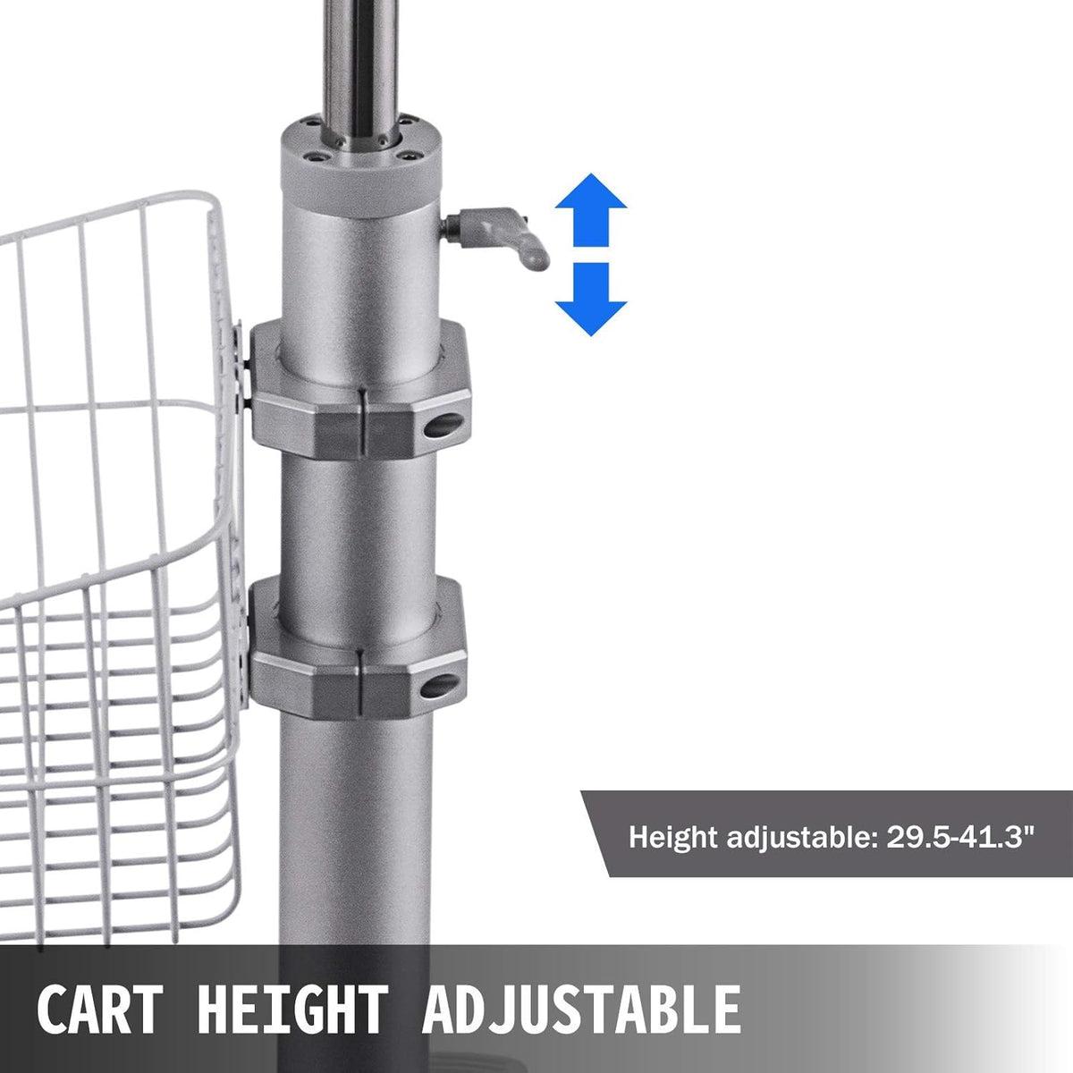 Mobile Trolley Cart Height Adjustable Rolling Desktop Cart with Large Tabletop A10348