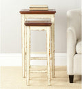 Antiqued White and Dark Brown Nesting Tables J2666