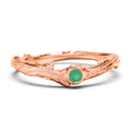 10k Rose Gold Organic Twig Band with Birthstone and Aquamarine Stone L34465