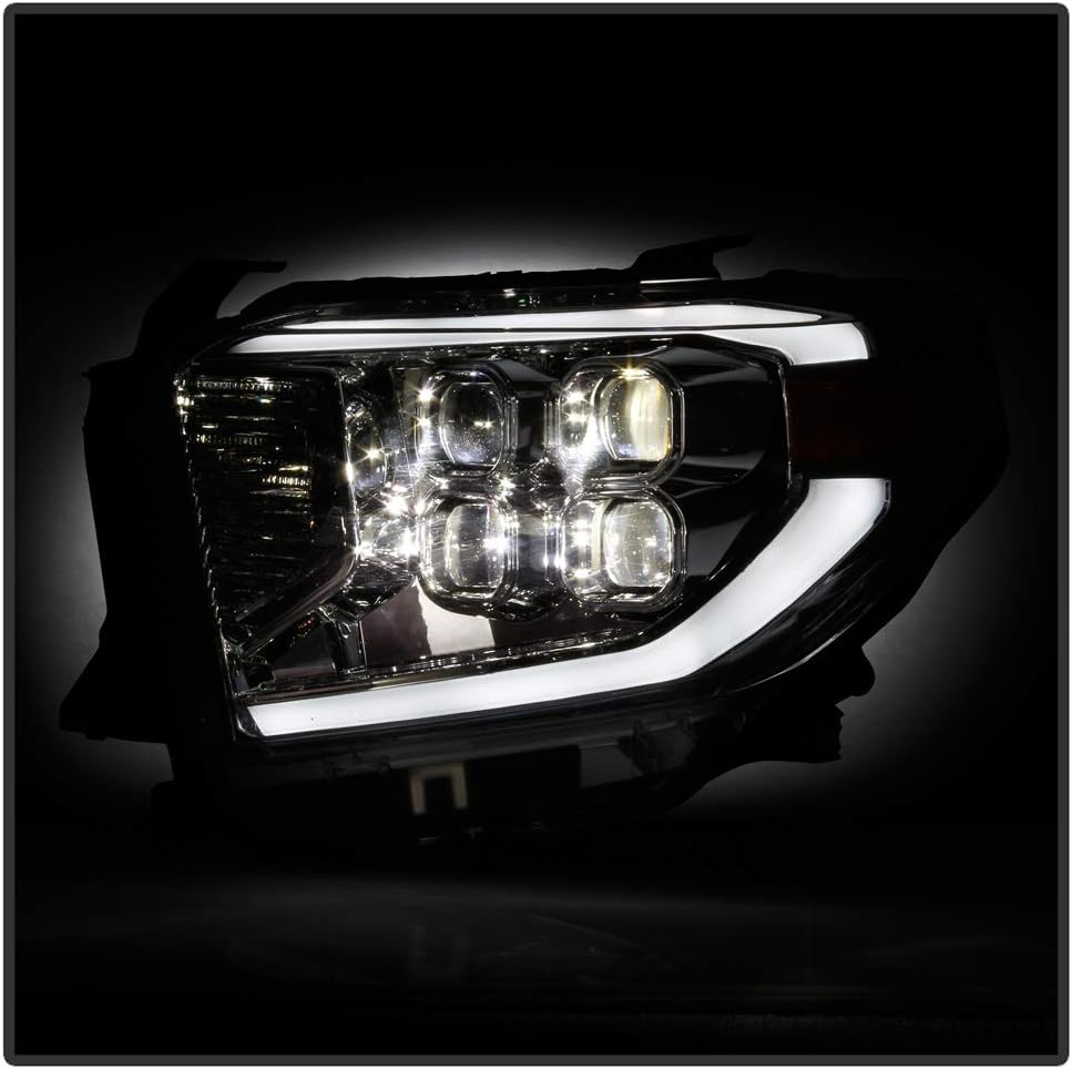 Chrome LED Quad Projector Headlights Headlamps for 2014-2017 Toyota Tundra SR SR5 L4250