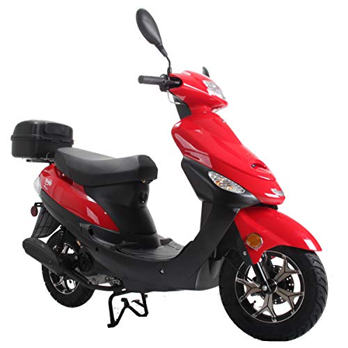 50 Gas Moped with 10" Aluminum Wheels, Rear Trunk, Electric/Kick Start, Black P288812