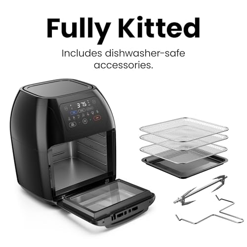 Black 10L Digital Air Fryer with Rotisserie Y593