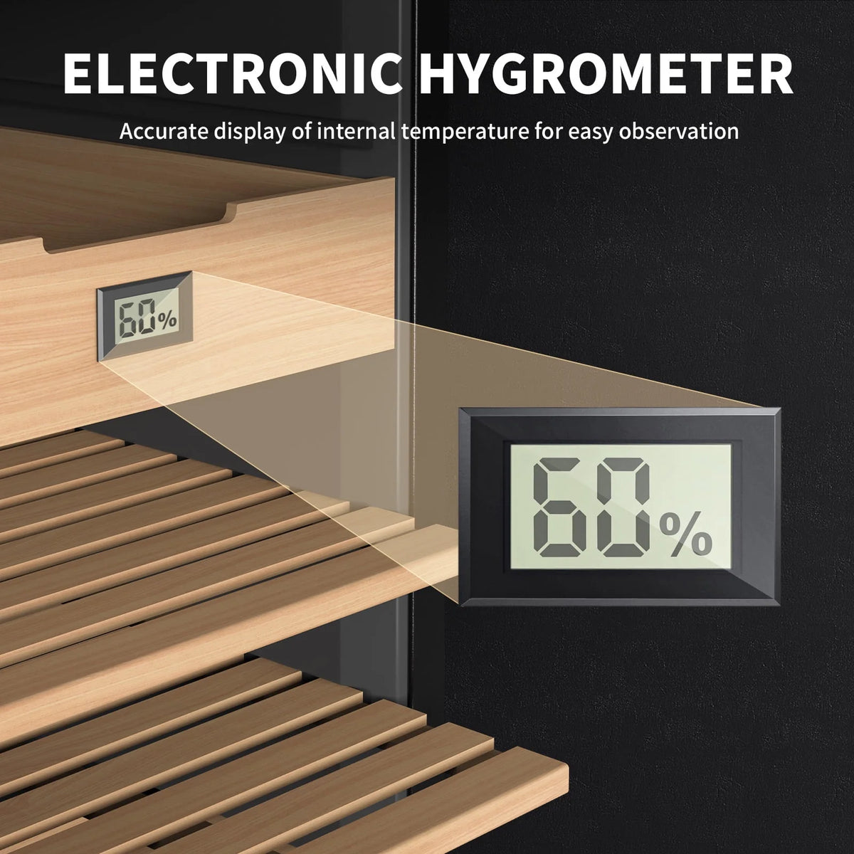 48L Electric Cigar Humidor with Cedar Shelves & Hygrometer G6241