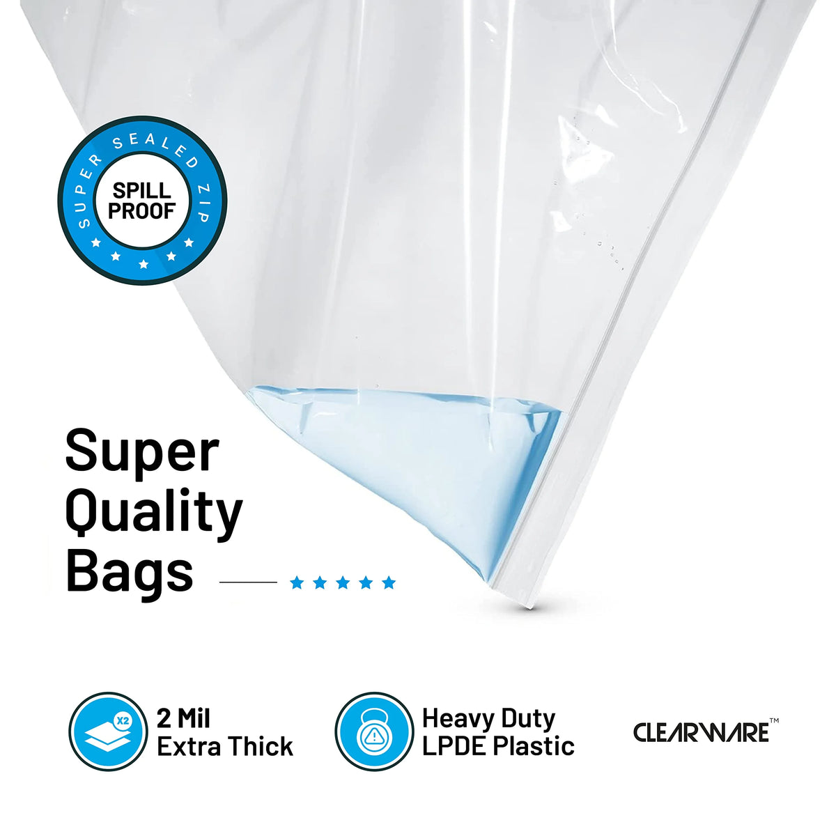Extra Large 3 Gallon Storage Bags with Zipper, 16x18 Inch Thick Plastic, Reusable Freezer Bags B4866
