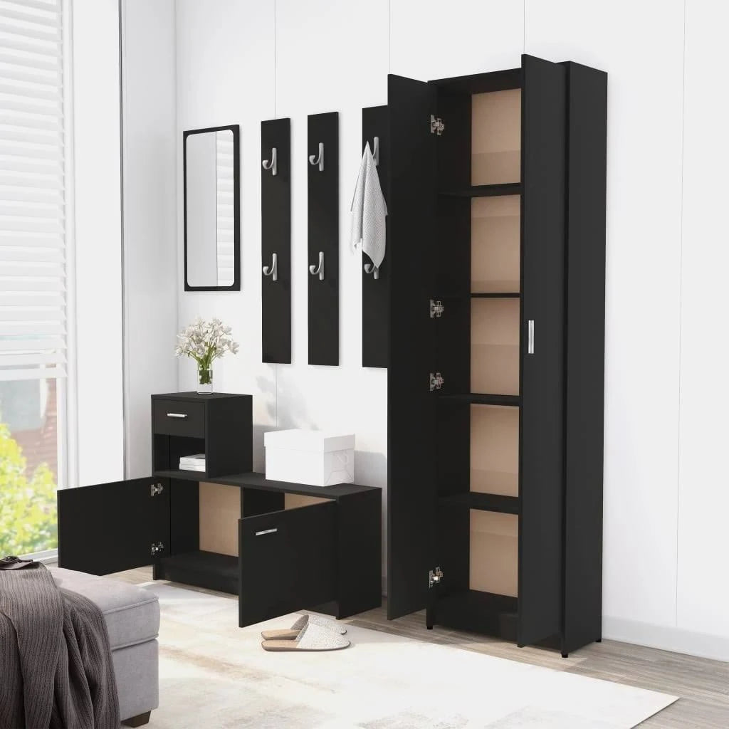Black Chipboard Hallway Wardrobe D710474