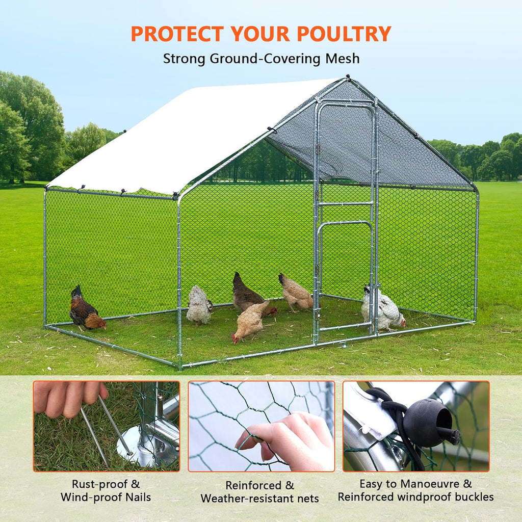 Large Metal Chicken Coop with Anti-UV Cover (9.8 * 6.6FT) H63516