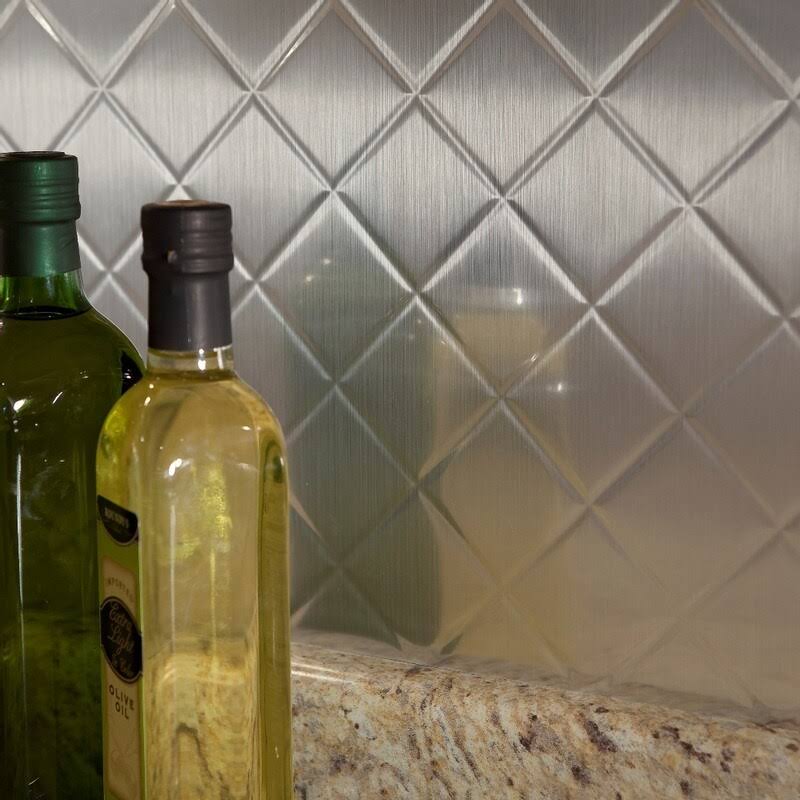 18in x 24in Quilted Brushed Aluminum Backsplash Panel (5 Pack) C559843