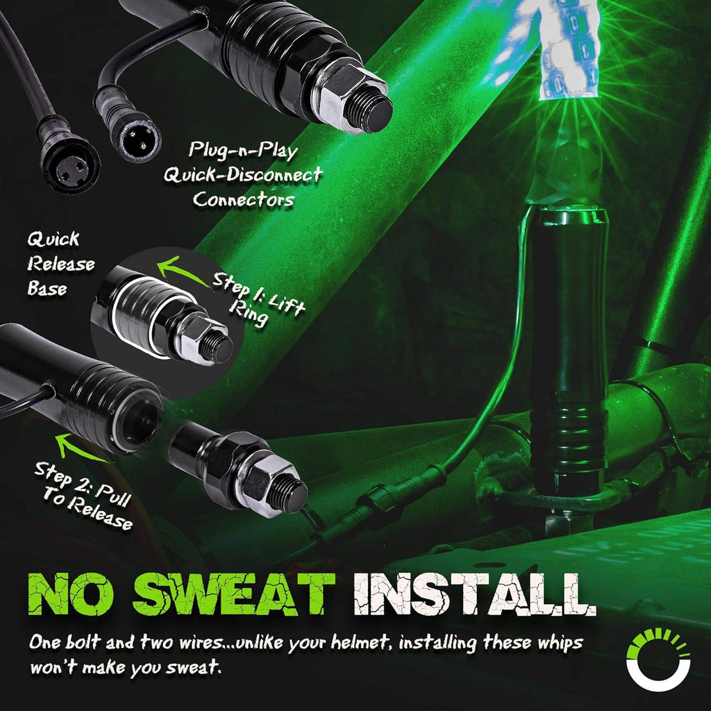 6ft Spiral LED Whip Light with RF Remote S332
