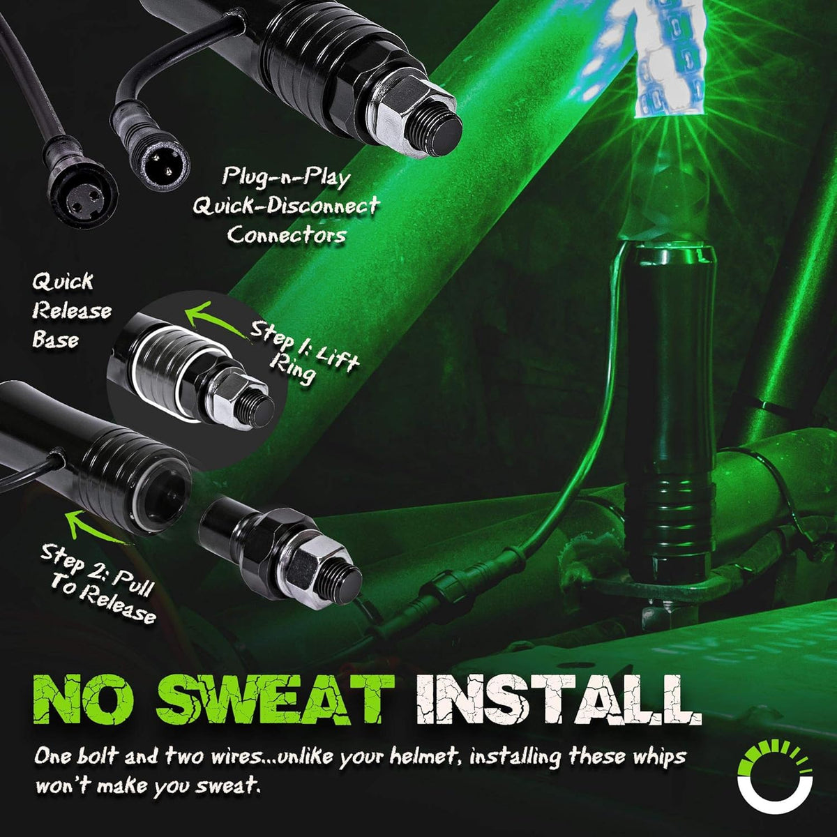 6ft Spiral LED Whip Light with RF Remote S332