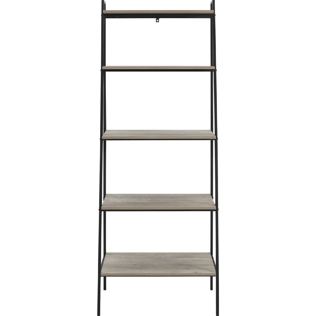 Dark Walnut Industrial Wood Ladder Bookcase C754