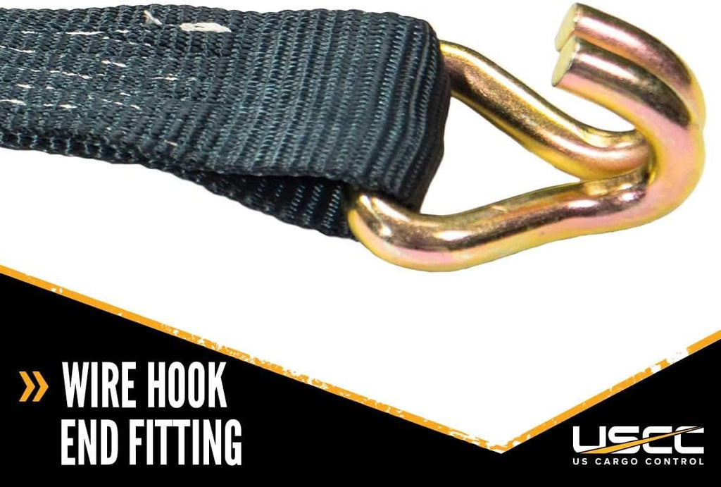 Black 2 Inch x 18 Foot Ratchet Straps with Double J Hooks, 4 Pack C525