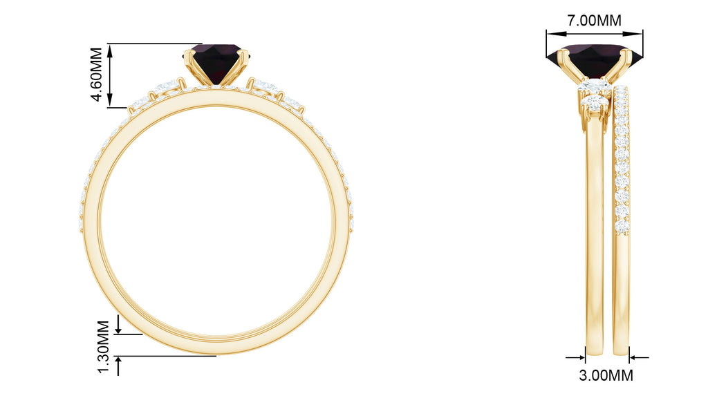Oval Black Opal Solitaire Ring Set with Diamond, 925 Sterling Silver K1130