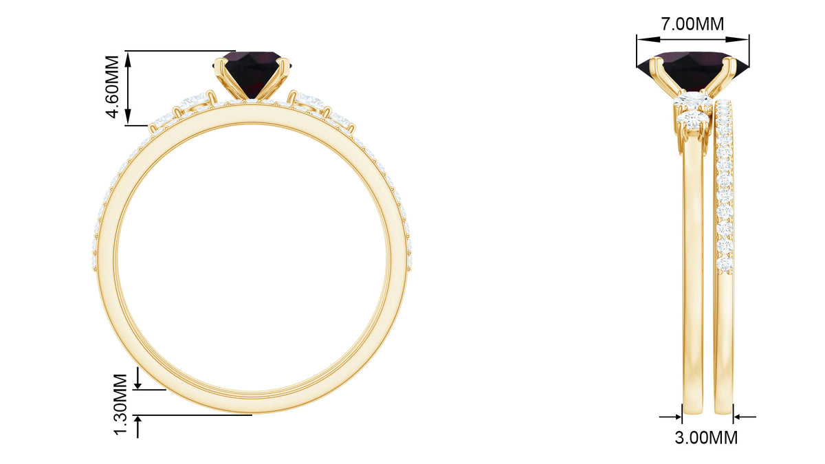 Oval Black Opal Solitaire Ring Set with Diamond, 925 Sterling Silver K1130