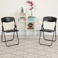 2 Pack Heavy Duty Black Plastic Folding Chair S624091