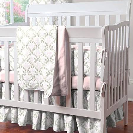 Pink and Gray Chevron Mini Crib Bumper Y8607
