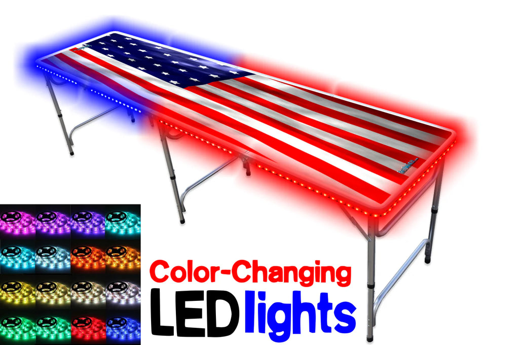 8-Foot Beer Pong Table with Cup Holes, LED Lights, Dry Erase Surface A76176