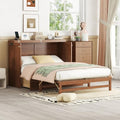 Full Size Walnut Murphy Bed with Charging Station and Drawers S123