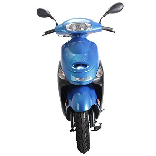50 Gas Moped with 10" Aluminum Wheels, Rear Trunk, Electric/Kick Start, Black P288812