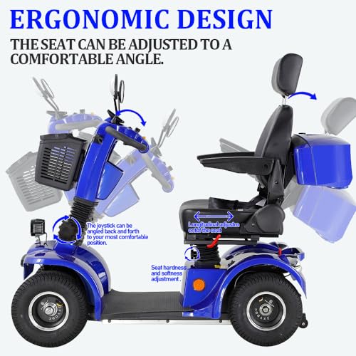 4 Wheel 500lbs Capacity Electric Powered Mobility Scooter with Adjustable Seat and Rear Basket N944330