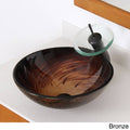 Brown Glass Vessel Sink and Waterfall Faucet O855818