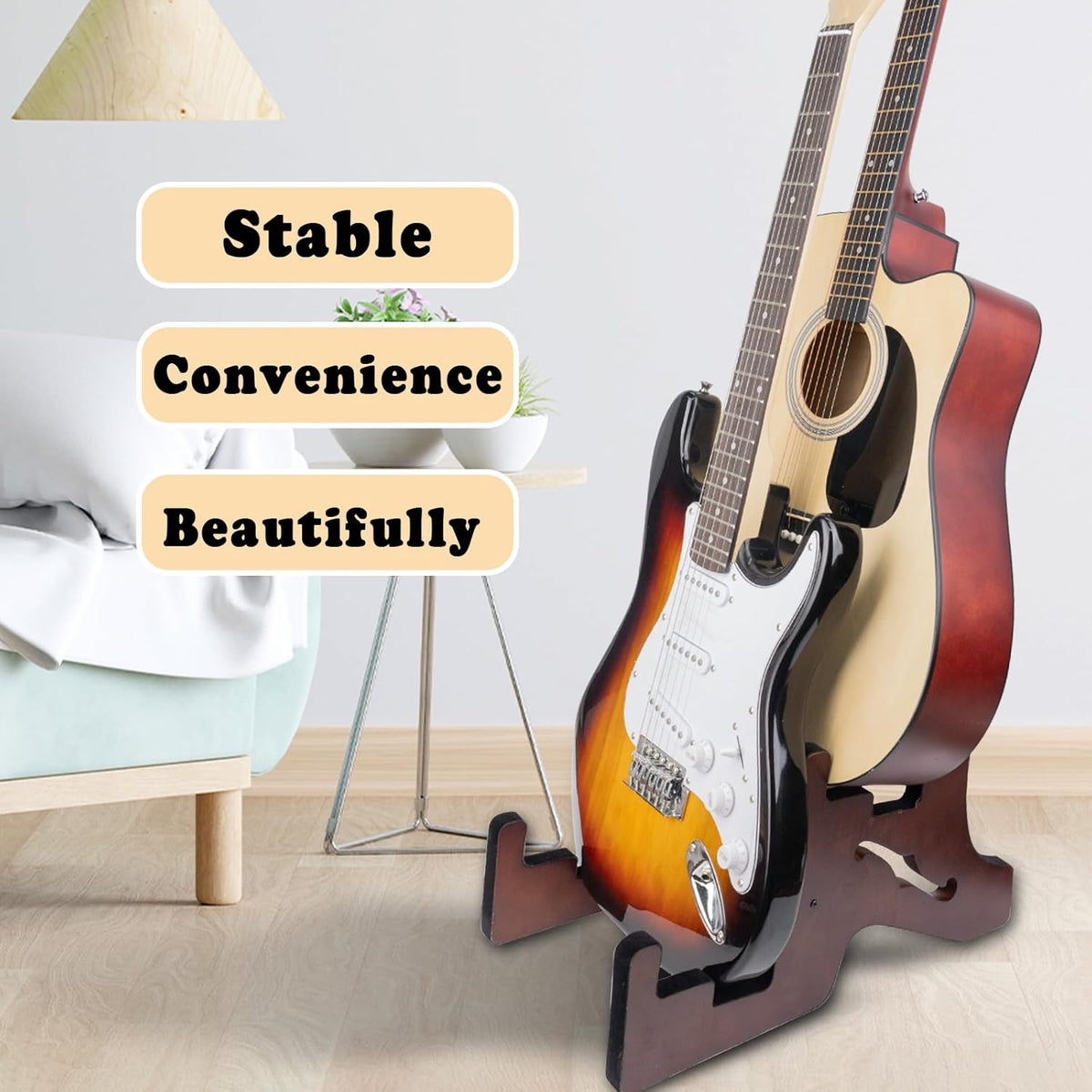 Wooden Guitar Stand with Foam Padded (2 Space) R826