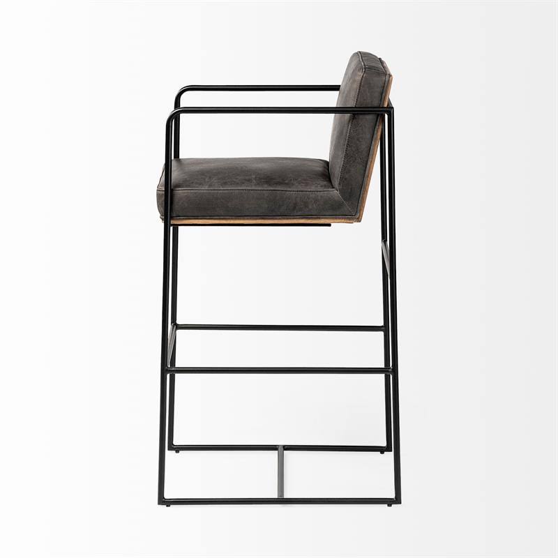 Black Leather Bar Stool V8532