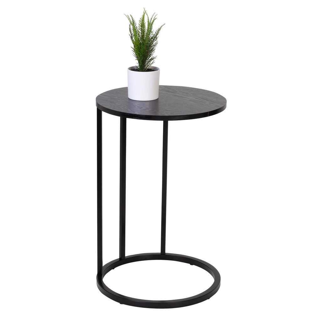 Black Wood and Metal Round End Table V290188