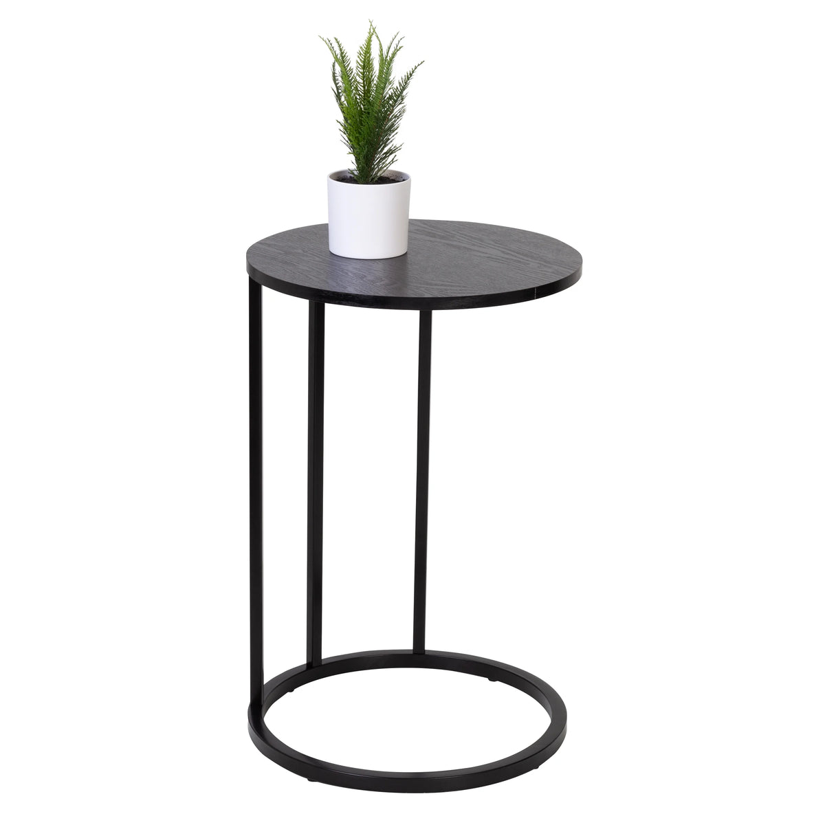 Black Wood and Metal Round End Table V290188