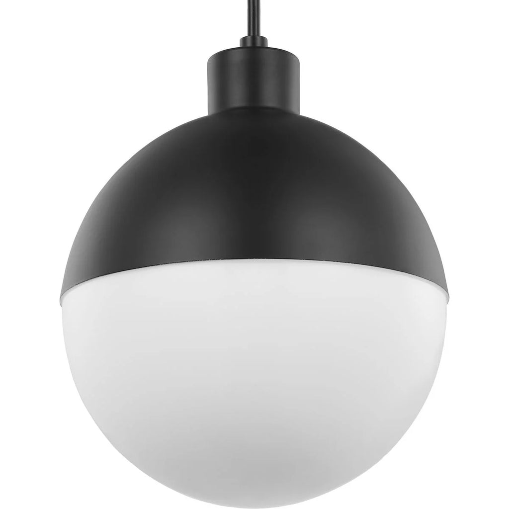 One-Light Matte Black Opal Glass Pendant Light D292573