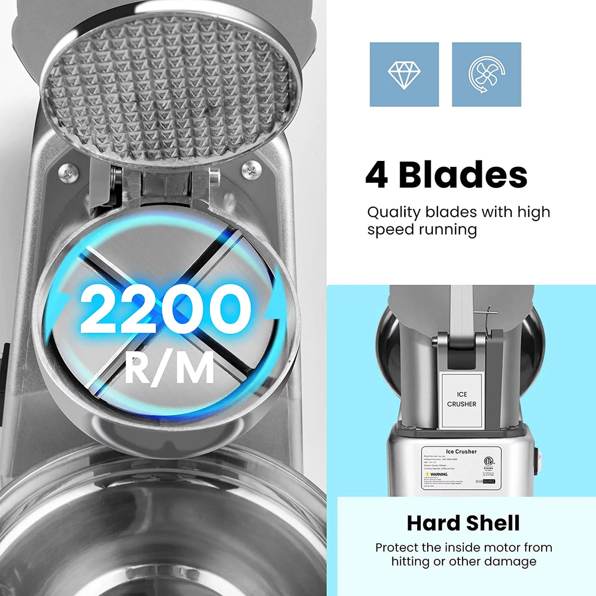 4 Blades Electric Ice Crusher Shaver Snow Cone Maker Machine J99781