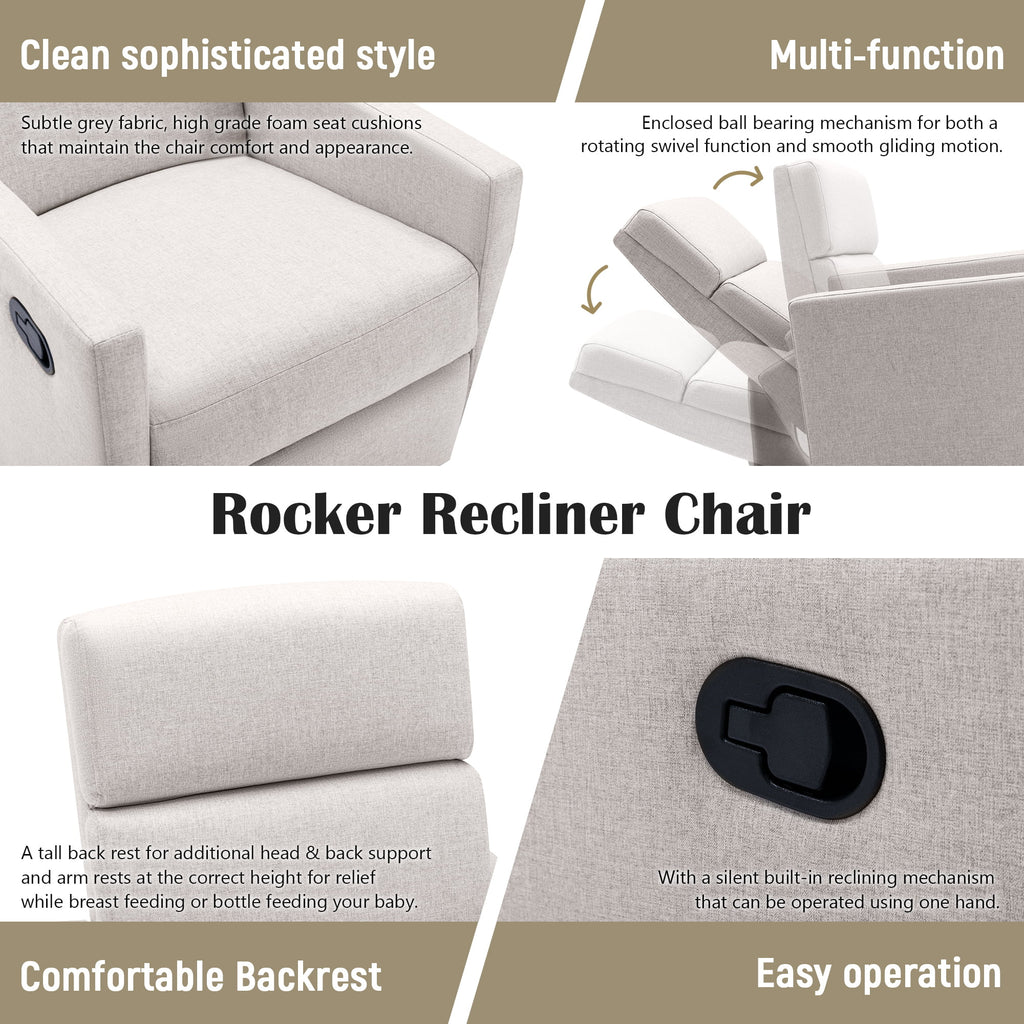 Tan Upholstered Swivel Recliner Chair N519
