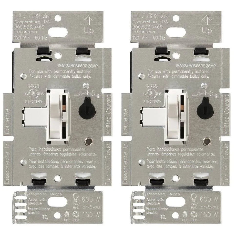 Dimmer Switch for Dimmable LED, Halogen and Incandescent Bulbs, Single-Pole or 3-Way (2-Pack) J424745