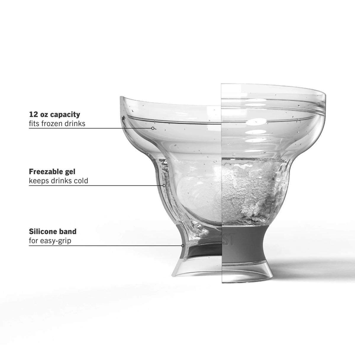 Grey Double Wall Plastic Margarita Glasses Set of 4 X7029