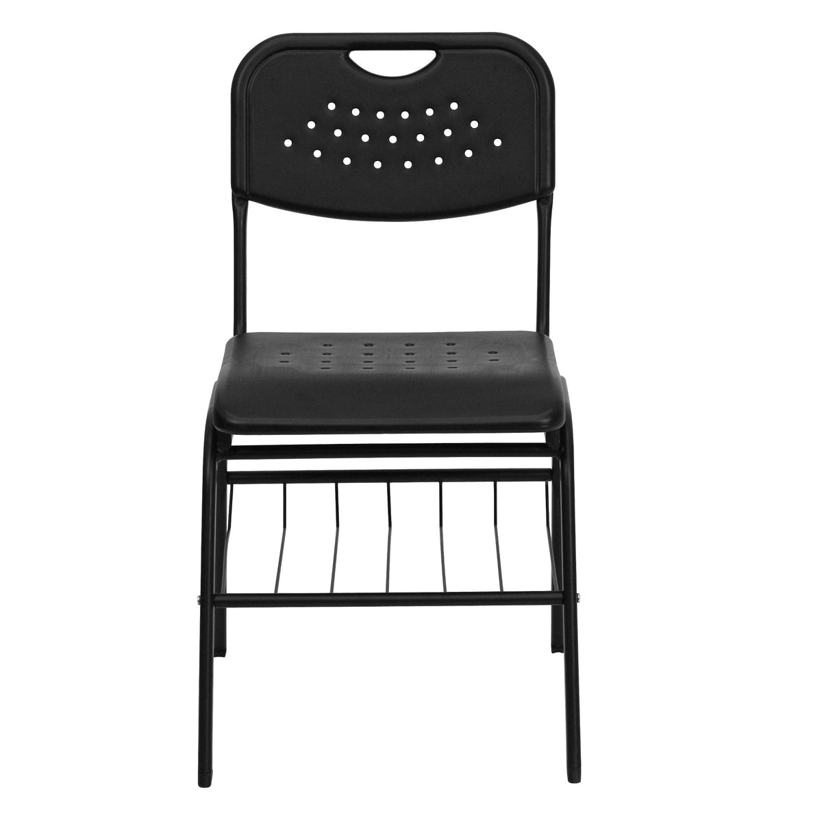 Black Frame Plastic Chair with Book Basket L690490