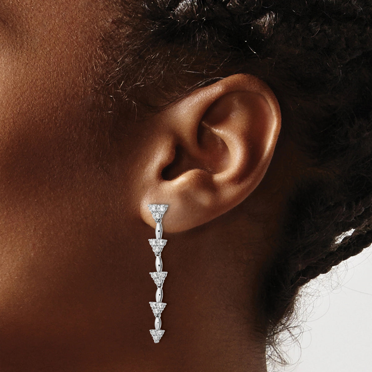 14 Karat White Gold Lab Grown Diamond Marquise Cluster Dangle Earrings W1469