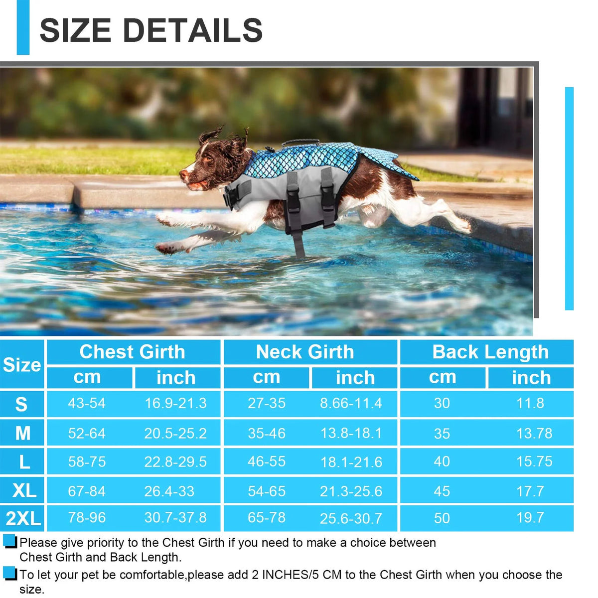 Dog Life Jacket with Rescue Handle, Reflective Adjustable Life Vest E427