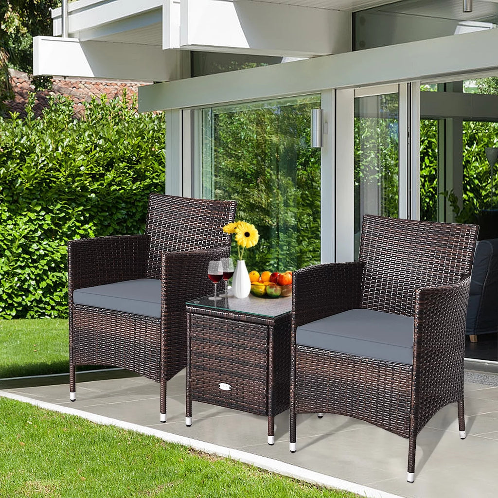 Outdoor Rattan Conversation Set 3 Pieces Q28404