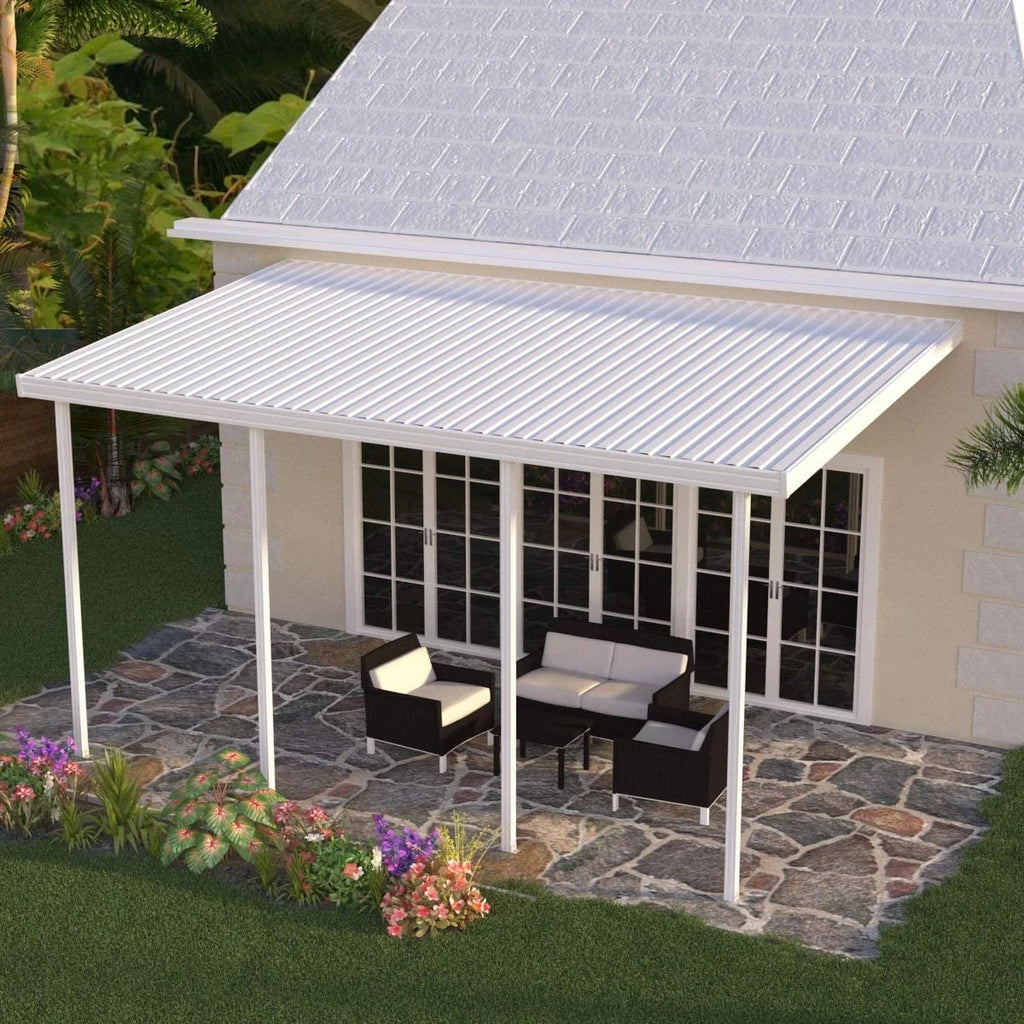 White Aluminum Patio Cover with 4 Posts F614