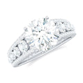 925 Sterling Silver Moissanite Solitaire Engagement Ring with Side Stones C63595