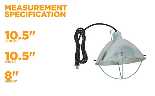 10.5 Inch Reflector Brooder Lamp with Bulb Guard and 6 Foot Cord R845