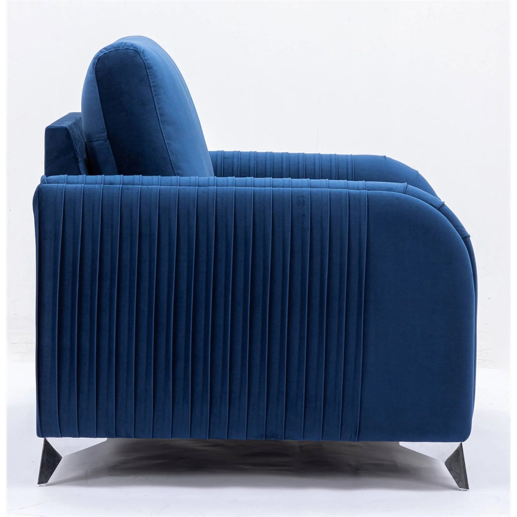 Blue Velvet Upholstered Loveseat F6368