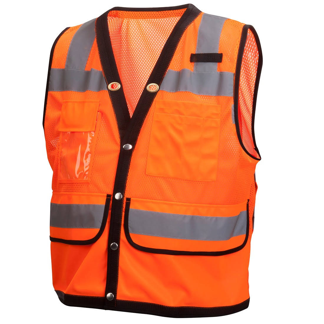 Hi-Vis Orange Safety Vest with Black Trim Q8948