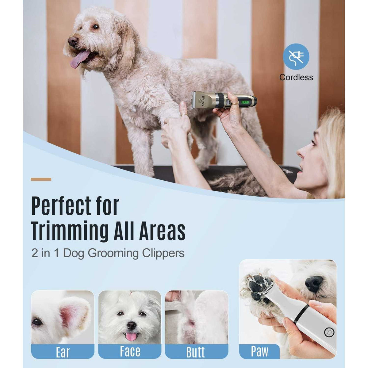 Dog Clippers and Paw Trimmer Kit 2 in 1 Cordless C69062