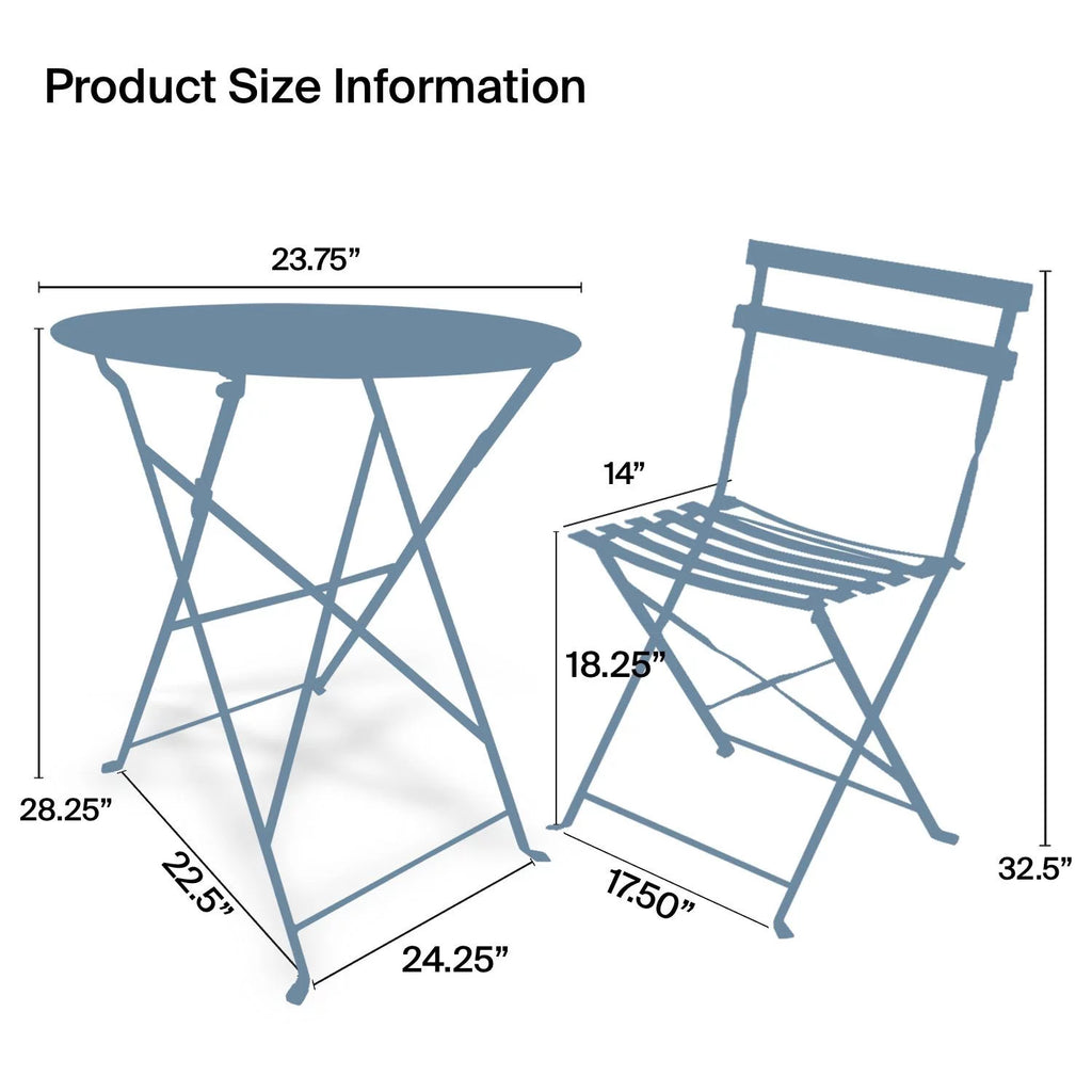 3 Piece Folding Patio Furniture Set with Coffee Table Blue J14981