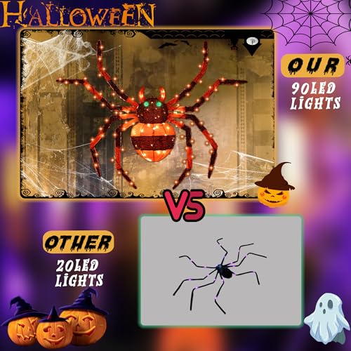 4.2Ft Light Up Spider with 90 LED Lights Q971777