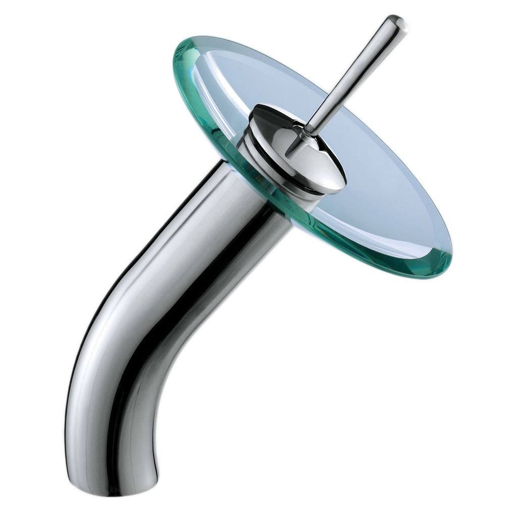 Brown Glass Vessel Sink and Waterfall Faucet O855818