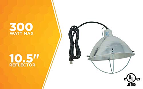 10.5 Inch Reflector Brooder Lamp with Bulb Guard and 6 Foot Cord R845