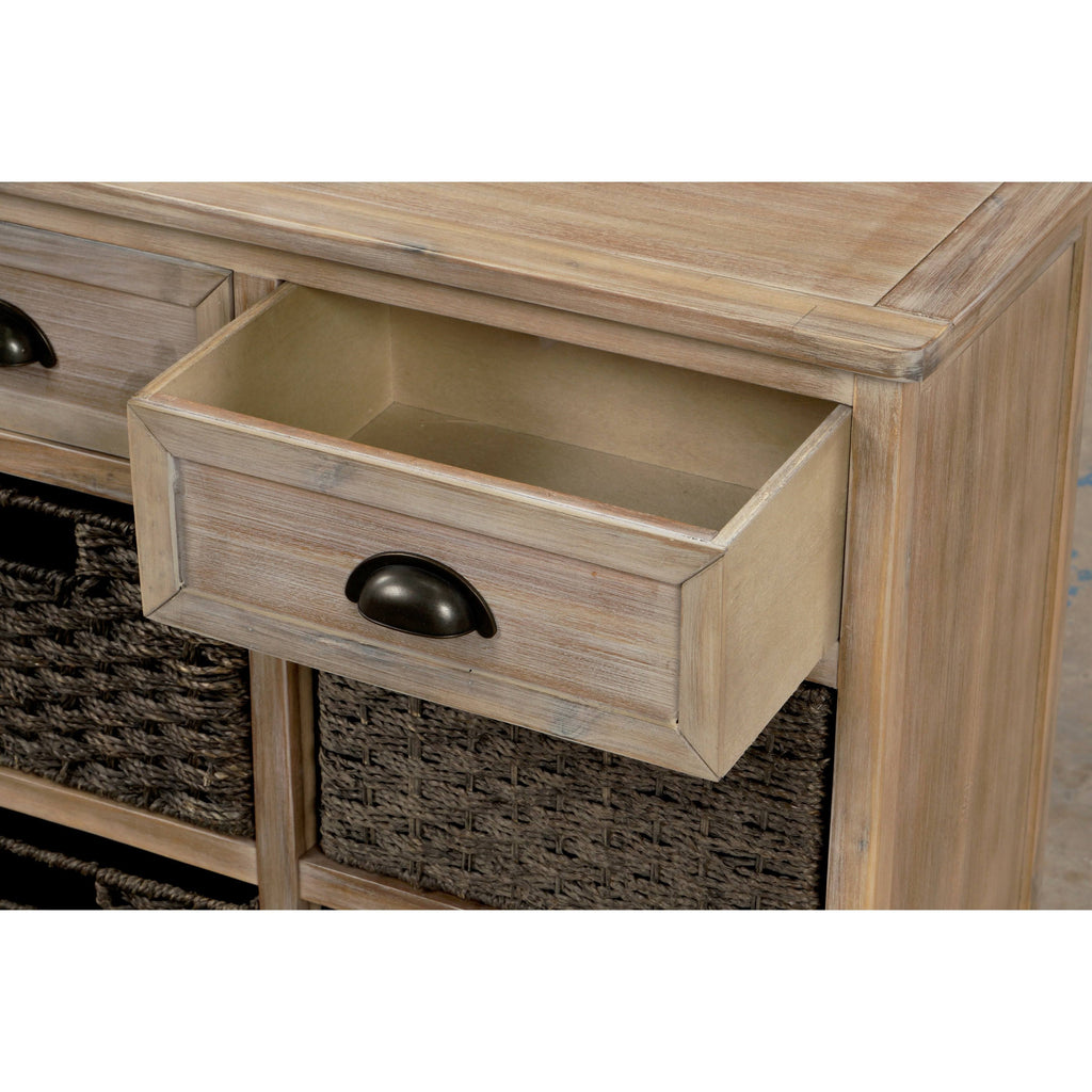 Rustic Storage Cabinet with 2 Drawers and 4 Fabric Basket N849955