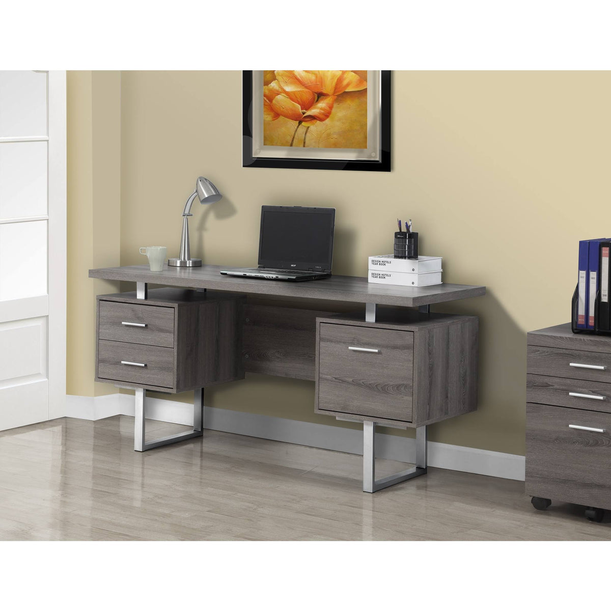 Gray Hollow Core Computer Desk F440115