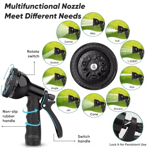 50ft Heavy Duty Stainless Steel Garden Hose with 10 Nozzles G17231